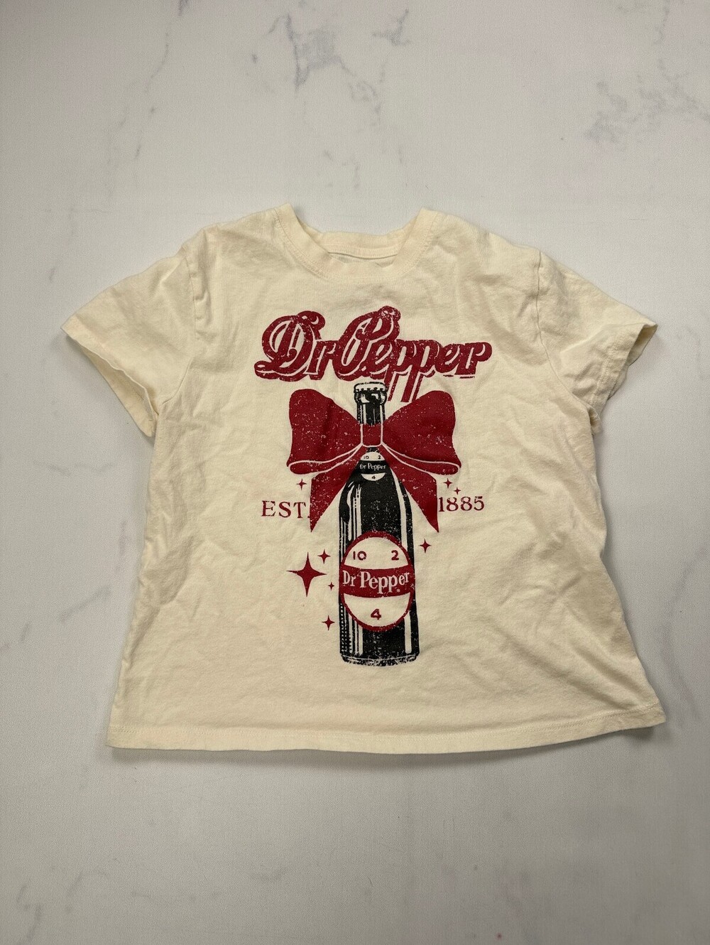 Dr Pepper Graphic Tee Cream 90s VTG Printed - Girls M